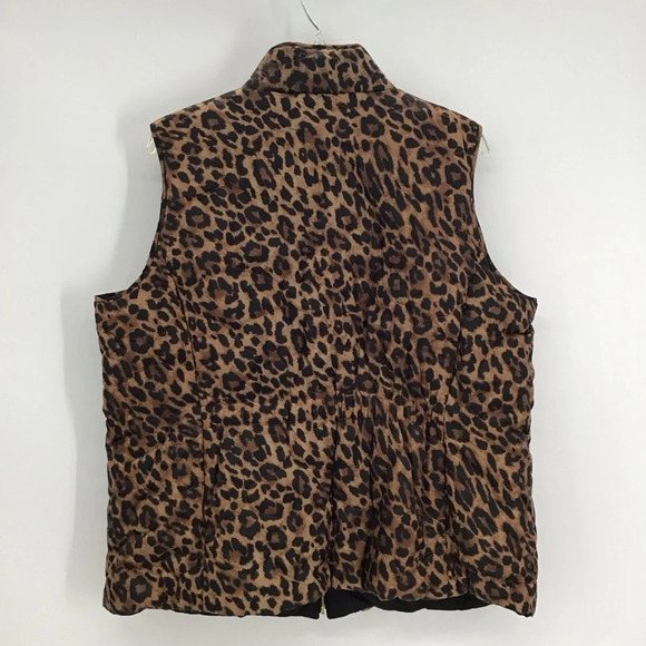 Talbots Reversible Quilted Vest Leopard/Black NWT Classic Winter Career Size 1XP - Picture 10 of 13
